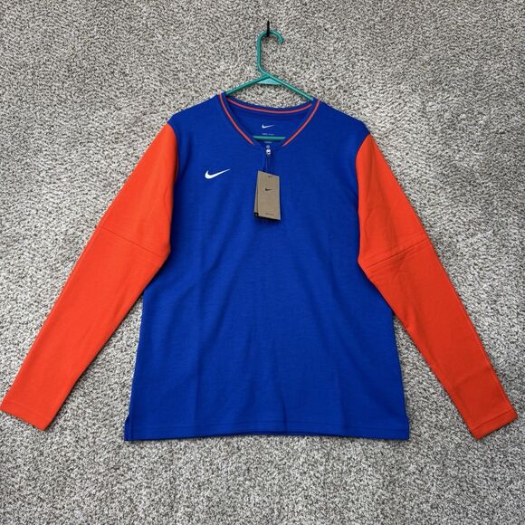 Nike Sweatshirt Women Large Blue Orange 1/4 Zip Long Sleeve Pullover New Ladies - Picture 1 of 14
